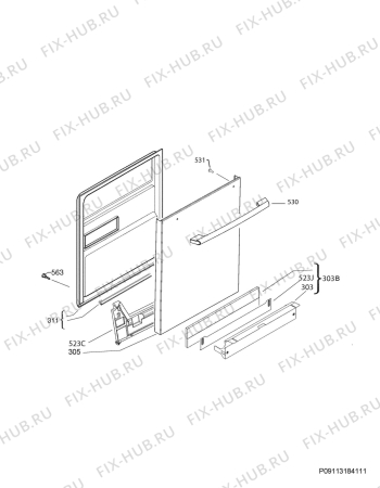 Взрыв-схема посудомоечной машины Electrolux EI24ID50QS0A - Схема узла Door 003